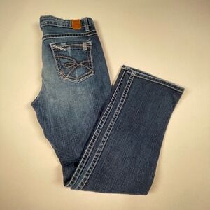 BKE Denim Drew Bootcut Jeans Stretch Embellished Pockets Women's Size 32x33.5‎